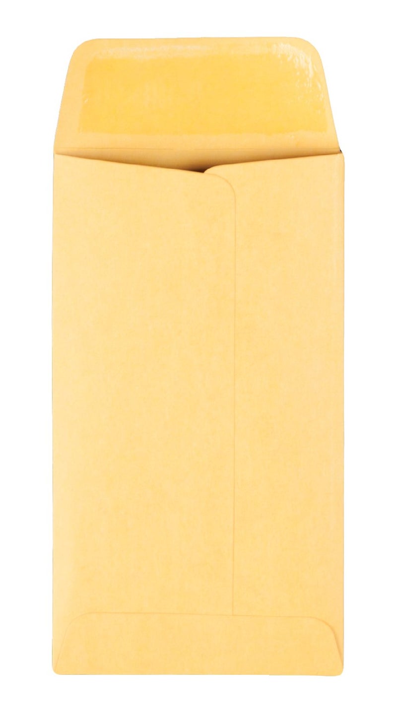 Quality Park #6 Coin Envelopes, 3 3/8 x 6, Gummed, Small Parts, Jewelry & Seed Envelopes for Garden, Office, 28 lb Brown Kraft, 500 per Box (QUA50662) - Image 2